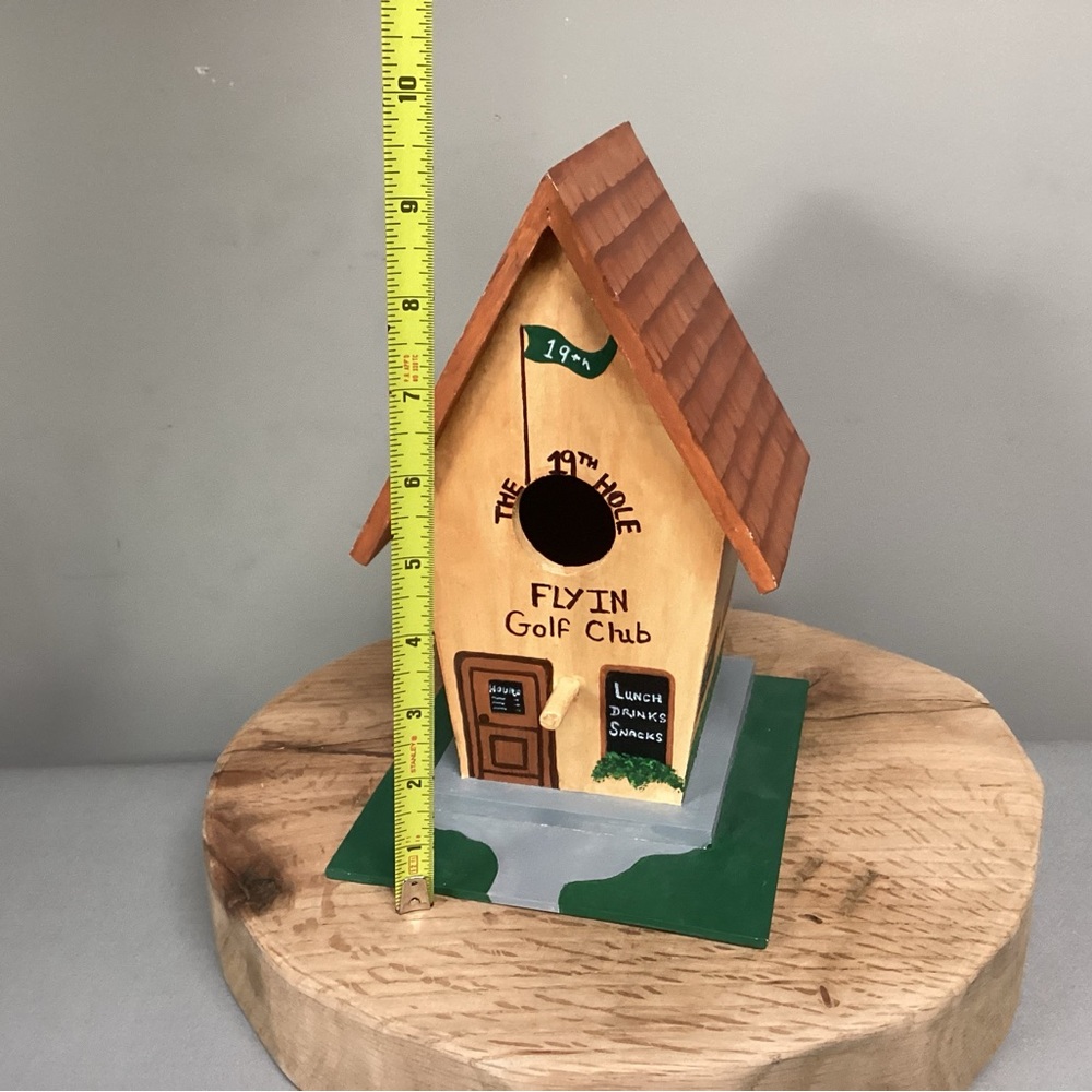 🟢 Vintage & Hand Painted - Solid Wood & Golf Themed Birdhouse - Very Unique - Picture 10 of 14